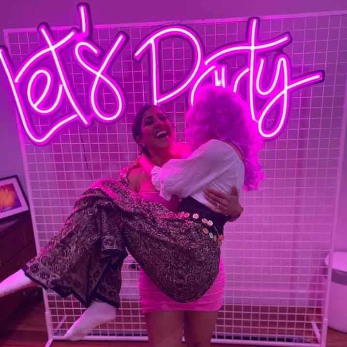 Let's Party pink neon light