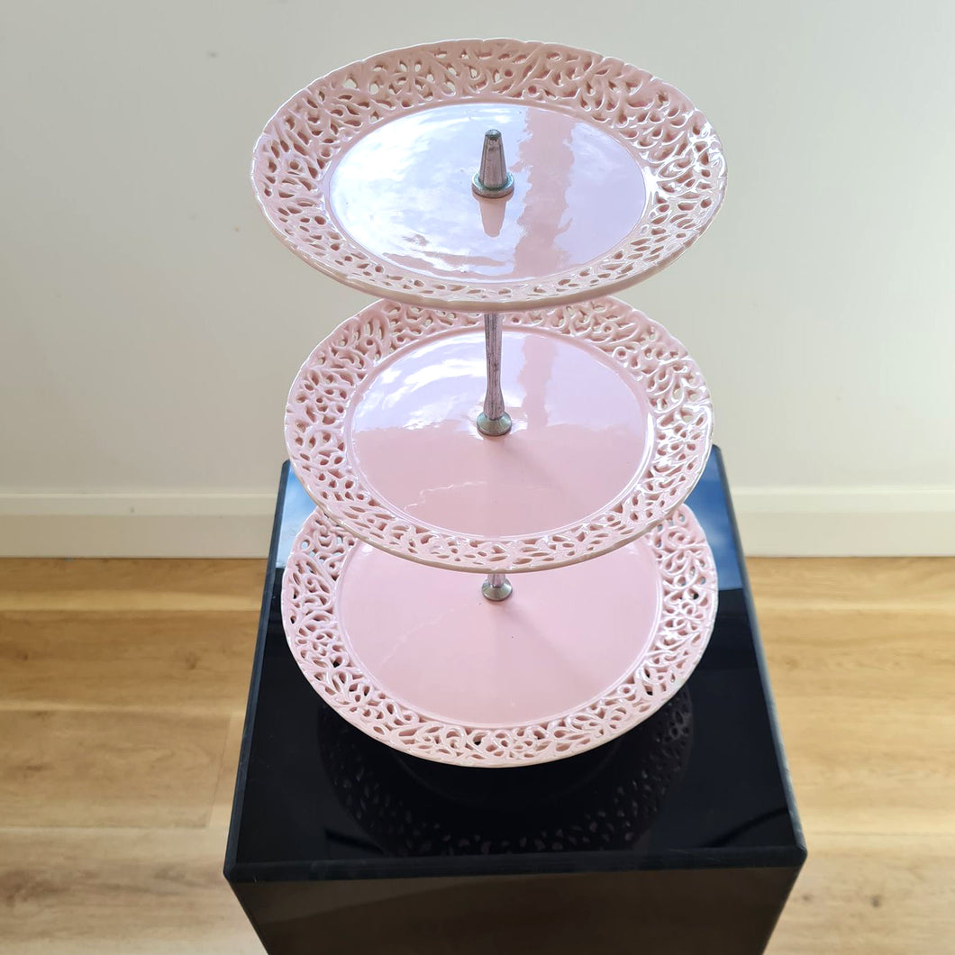 Pink tiered cake stand